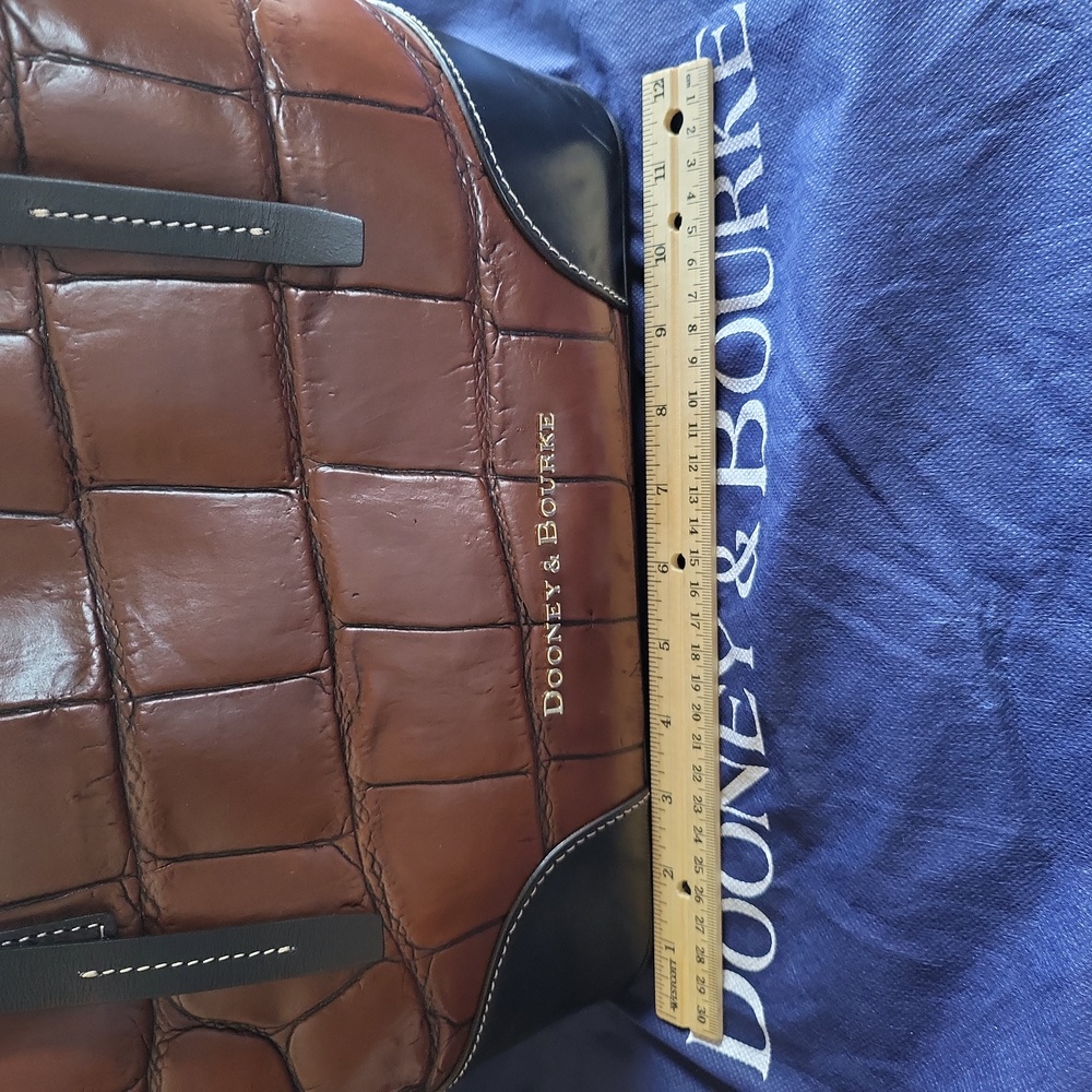 Dooney & Bourke Croc-Embossed Cognac and Black Dover Tote - Picture 10 of 13